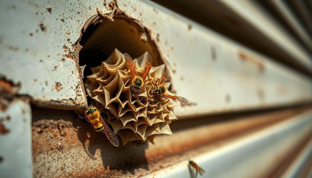 Wespennest im Rolladenkasten Wespennest im Rolladenkasten