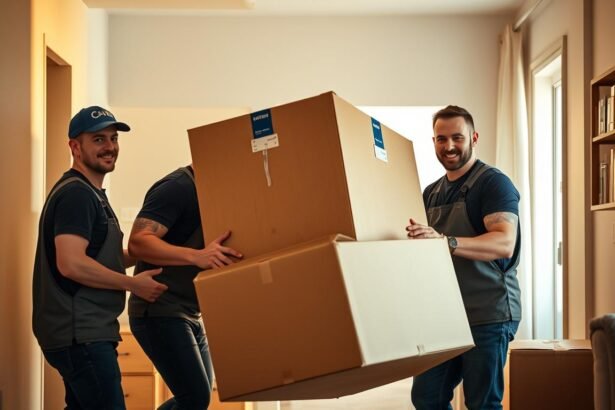 professionelle Umzugshelfer bei der Arbeit