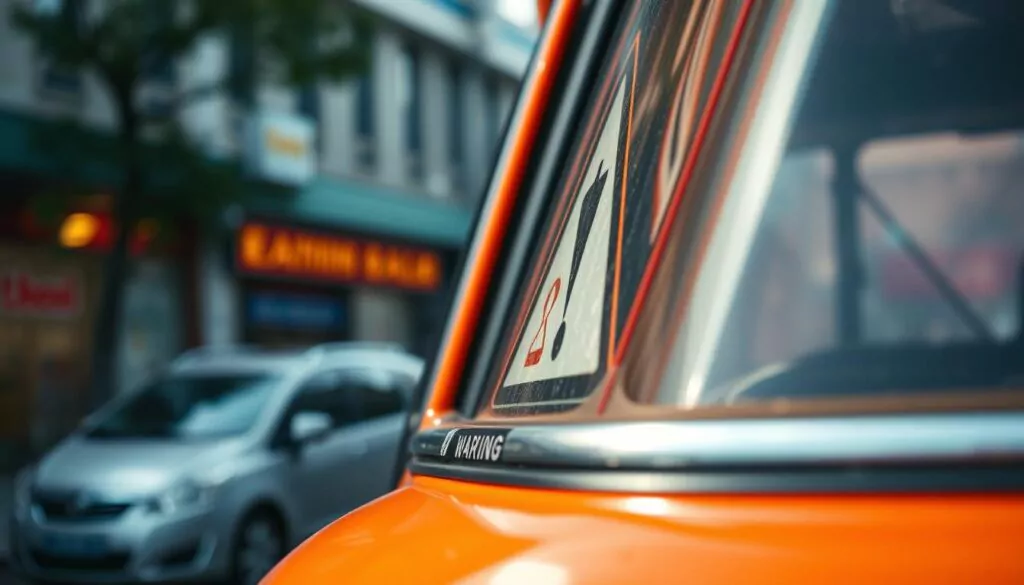 Orangefarbene Warntafeln Verkehrssicherheit